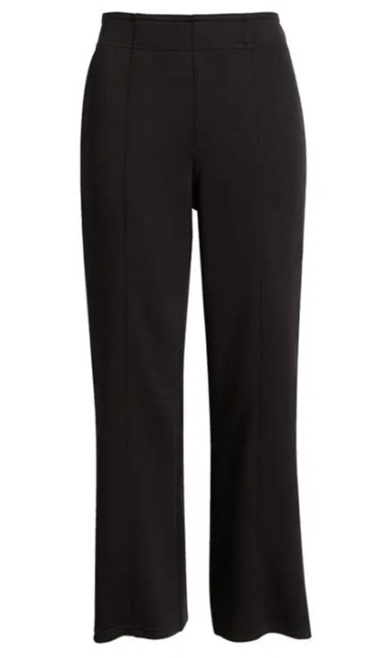 NWT HUE Black Pontease Cropped Flare Pants Seam Detail Size S Office Career Corp